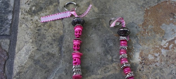 Pink Button Keychain